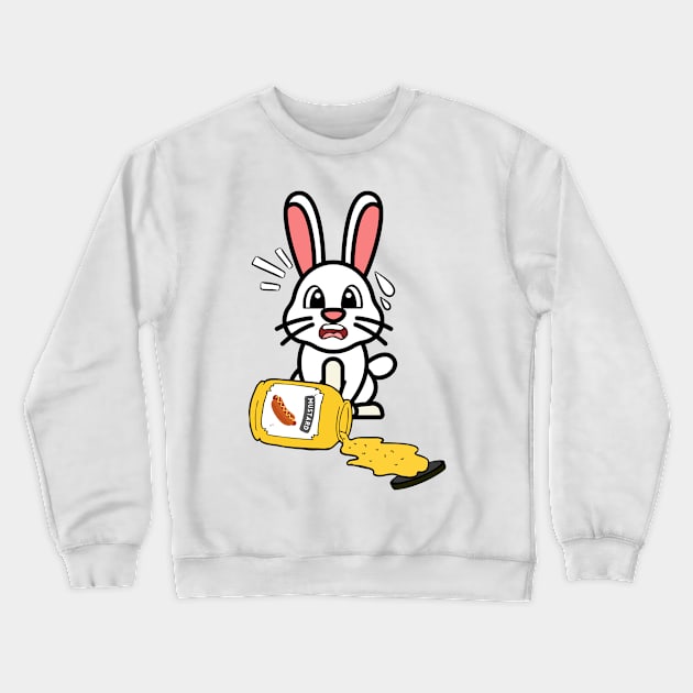 Funny white rabbit spills a jar of mustard Crewneck Sweatshirt by Pet Station
